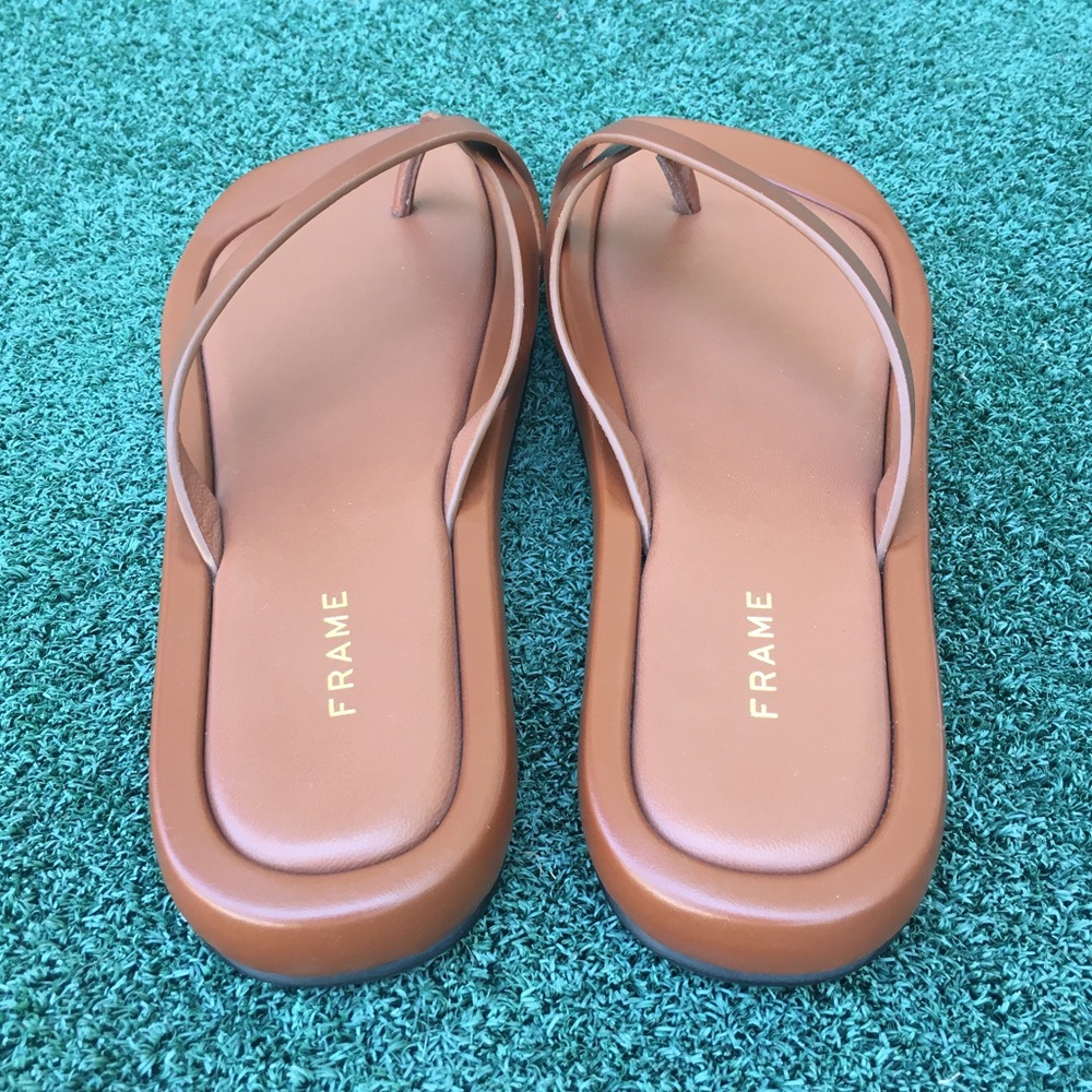 New Frame Denim Le Montauk Sandal Leather Tobacco Tan 38 - Picture 6 of 13